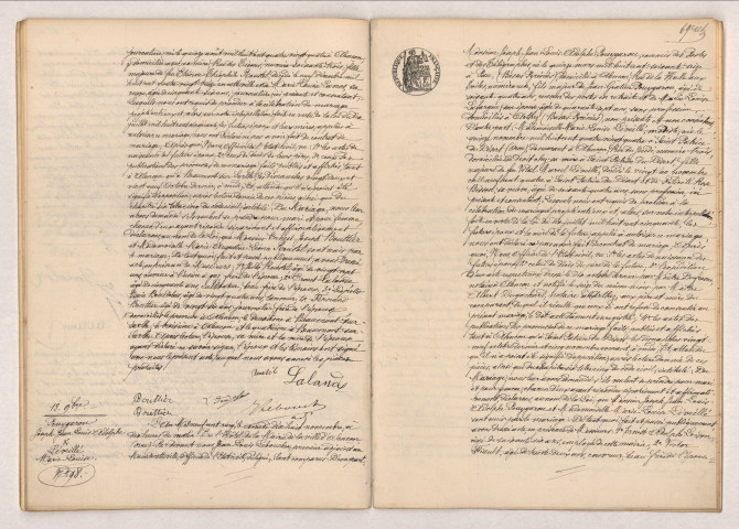 Acte de mariage de mariage de BOUTTIER Ernest Joseph et ROUSTEL Marie Augustine Léonce (11 novembre 1905), acte de mariage de POUYGAROU Joseph Jean Louis Adolphe et LÉVEILLÉE Marie Louise (18 novembre 1905),