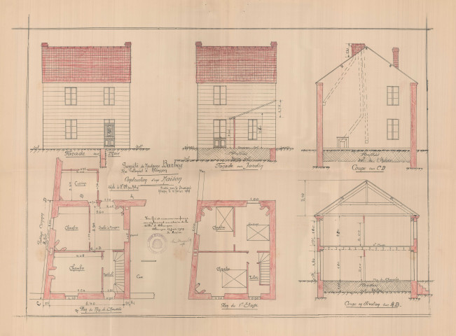 permis de construire n°35, Construction d'une maison d'habitation Rue Lallemand Alençon, (date de décision : 27/06/1929), (auteur du projet, architecte : LEGOUT Louis (expert métreur)).