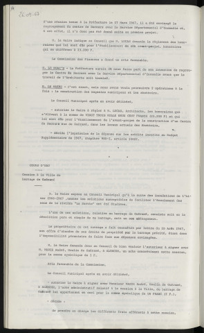 Construction d'un centre de secours, rue de Guéramé, avant-projet, honoraires de l'architecte, Mr LUCAS architecte. Cours d'eau, cession de la ville du barrage de Guéramé, Mr MARIE André.