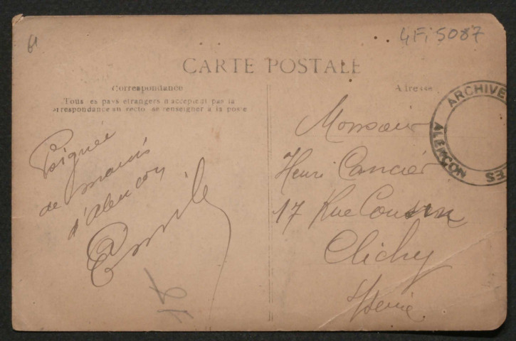 Alençon (Orne), Moulin du Guichet, carte postale ancienne noir et blanc, A.M.F éditeur, (date d'utilisation : 6 octobre ), (14x9), acquisition 2020, AMA.