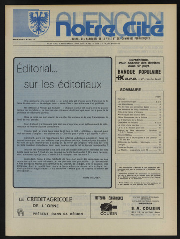 Alençon Notre Cité, journal des habitants de la Ville et des communes périphériques n°10 (mars 1978).