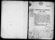 Registre des actes de naissance et adoption (1er janvier - 31 décembre 1820).