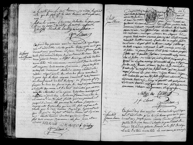 Acte de naissance de GILBERT René Pierre (18 juin 1794),acte de naissance de DESFAVRY Marie Françoise (19 juin 1794),acte de naissance de CLOUET Jean Thomas (19 juin 1794),acte de naissance de FOUCHET Jeanne Louise (21 juin 1794).