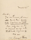 Lettre autographe signée de l'écrivain Edouard Plouvier à l'acteur Adolphe Laferrière (sd).