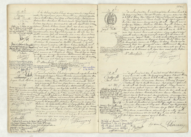 Acte de naissance de MARAIS Marthe Henriette (18 décembre 1910),acte de naissance de LEBEL Eugène Louis Alphonse (19 décembre 1910),acte de naissance de LEFRANC Joseph Victor (20 décembre 2010),acte de naissance de BIDAULT Paul Louis (21 décembre 1910).