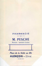 Sachet pharmaceutique "Pharmacie Madeleine Pesche, pharmacie- laboratoire d'analyses", éditeurs (Gault et Fremont Tours) (23 x 15) (1950-1980)