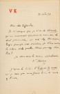 Lettre autographe signée de l'écrivain Victor Kervani à l'acteur Louis Delaferrière (21 août 1873).
