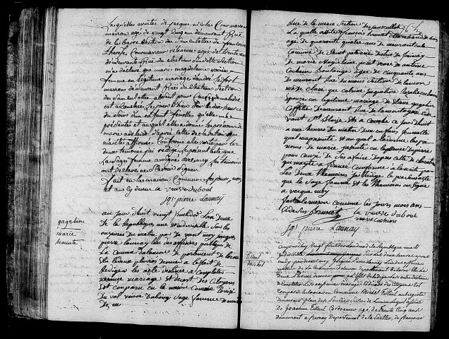 Acte de naissance de LEFORT Marie Adélaïde (4 septembre 1794),acte de naissance de GAGELIN Marie Hyacinthe (6 septembre 1794),acte de naissance de TILLEUL Michel (5 septembre 1794).