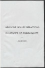 Registre des décisions et des délibérations du conseil communautaire (1er Février - 20 Décembre 2001)