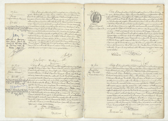 Acte de naissance de PINÇON Albert Charles François (25 juin 1903),ROSE Thérèse Eléonore (27 juin 1903),reconnaissance de CHÉRON Georges Auguste (29 juin 1903),reconnaissance de RENAUDIN Jean Baptiste (24 juin 1903).