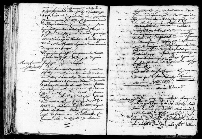 Acte de naissance de Marie Françoise enfant trouvé (15 mars 1796),acte de naissance de SAILLANT Louis Abraham (15 mars 1796).
