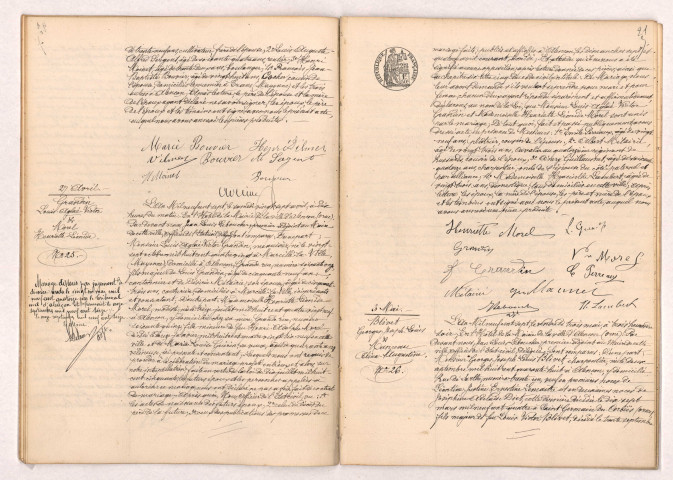 Acte de mariage de VILMER François Henri et BOUVIER Madeleine Joséphine (18 Avril 1907), GRANDIN Louis Aglaé Victor et MOREL Henriette Léonide (27 Avril 1907), BLIVET Georges Joseph Louis et MANCEAU Célina Augustine (03 Mai 1907)