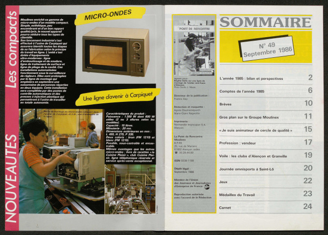 Le Point de rencontre Moulinex n°49 ( septembre 1986)