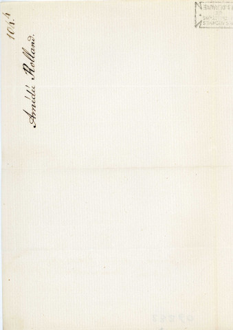 Lettre autographe signée de l'écrivain Amédée de Rolland à l'acteur Adolphe Laferrière (sd) .