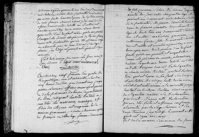 Acte de naissance de CHAUVEL Théodore François (8 décembre 1795),acte de naissance de TOUTAIN Marie Alexandrine Valérie (12 décembre 1795).
