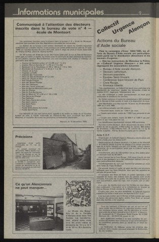 Alençon Notre Cité, journal d'information municipale et districale n°85 (janvier 1986).