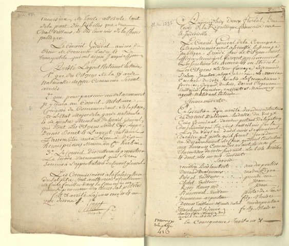 Registre des délibérations du conseil municipal (01 floréal an III/ 20 avril 1795- 02 ventôse an V/20 février 1797).
