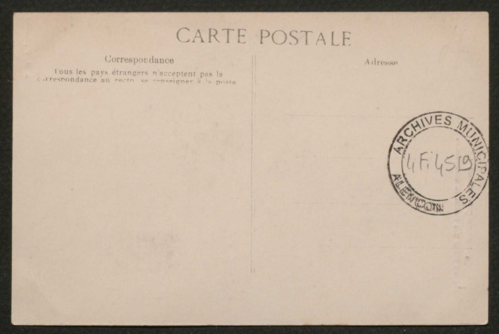 Alençon (Orne), Nouvel Hôtel des Postes en construction, carte postale ancienne noir et blanc n°2, A.M.F éditeur, [date cliché :1909-1911], (14x9), AMA.