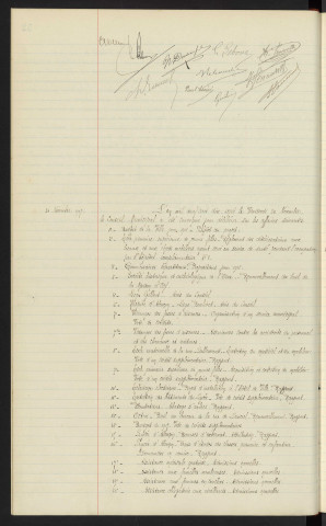 Sommaire sur les affaires à délibérer