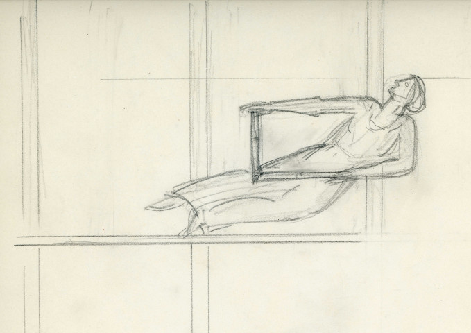 « La connaissance», 2 esquisses tenant des équerres, au trait (graphite sur papier) (René Letourneur, monogrammé en bas à droite RL) (31cm x 23cm)