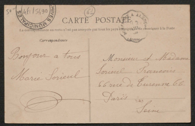 Ciral (Orne), Rue principale, route de Gandelain, carte postale ancienne noir et blanc, Prodhomme-Kadiguey,(date d'utilisation : 04 septembre 1908), (14x9), acquisition 2021, AMA.