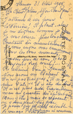 Alençon (Orne), "En vitesse et sans secousse, en avant pour Alençon", carte postale humoristique à système couleur n°19, Artaud père et fils, éditeur, Nantes, éditions Gaby, sd, (14x9), AMA.