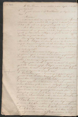 Registre des délibérations du conseil municipal (02 avril 1836 - 02 avril 1839).