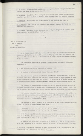 Cité des Ducs, critique du numéro 6 et préparation du n°7. C.E.S. de Courteille rue st Exupéry, projet de décoration.