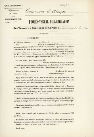 Rivière la Briante, curage et entretien (1863), projet : arrêtés préfectoraux, correspondance, notification ; adjudication : cahier des charges, devis estimatif, état nominatif des propriétaires, procès-verbaux ;
