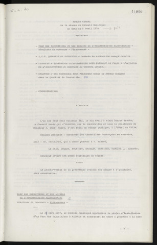 Sommaire sur les affaires à délibérer. Parc des expositions et des loisirs de l'agglomération alençonnaise, résultat du concours, financement.