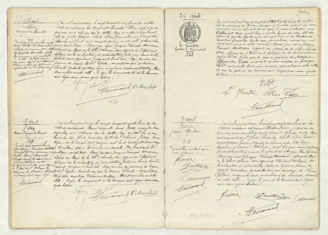 Acte de naissance de LEBREN Marguerite Henriette (26 août 1911),acte de naissance de TISON Marcel Auguste Ernest (26 août 1911),acte de naissance de LE JUNTER Gaston François (26 août 1911),acte de naissance de TESSIER Jeanne Alfredine (27 août 1911).