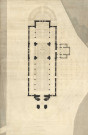 Église Saint Pierre de Montsort, plan de situation, plan, Ewald Bréasson (éch: 1/100, 74 x 107 cm, 01/12/1875).