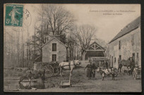 Damigny (Orne), Environs d'Alençon, le Pont-du-Fresne, intérieur de ferme, carte postale ancienne noir et blanc, sd, (14x9), acquisition 2021, AMA.