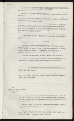 Lycée Alain, équipement sportif des terrains de sport, demande de subvention. P.M.E. Examen d'un devis programme de la S.O.D.I.C.