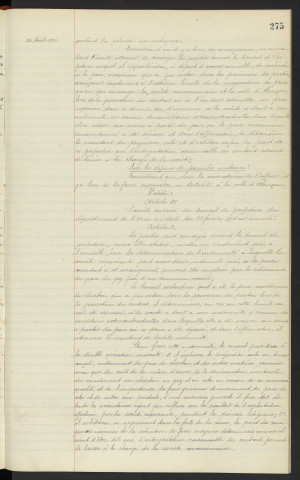 Procès entre la ville d'Alençon et la compagnie générale française et continentale du gaz, siège social n°11 rue de la Cour des Dames Paris, indemnité du la hausse des prix du combustible, communication de Mr le Maire