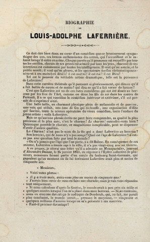 Biographie de Louis-Adolphe Laferrière, Paris Dechaume éditeur, 1857.