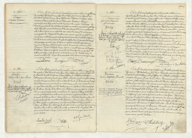 Reconnaissance de LEVOYER Achille André (4 octobre 1905),acte de naissance de MARTIN Etienne Paul Yves Marie (3 octobre 1905),acte de naissance de DESAUNAY Germaine Eugénie enfant naturel reconnu (2 octobre 1905),acte de naissance de ROUSSEAU Marie Magdeleine Henriette (5 octobre 1905).