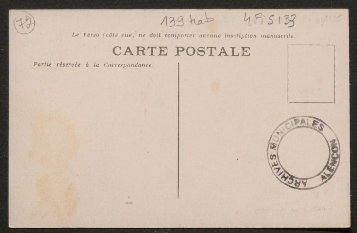 Villeneuve-en-Perseigne, Chassé (Sarthe), L'Église et l'École, carte postale ancienne noir et blanc n°10, (date d'utilisation : sd), (14x9), acquisition 2020, AMA.