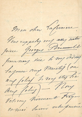 Lettre autographe signée de l'écrivain Amédée de Rolland à l'acteur Adolphe Laferrière (sd) .