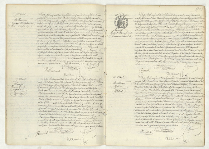 Reconnaissance de BELHOMME Léontine Alphonsine (1er août 1903),acte de naissance de HUARD Henri Emile (7 août 1903),reconnaissance de ROMET Robert Marie Joseph (2 août 1903),acte de naissance de BERTHIAU Hélène (12 août 1903).