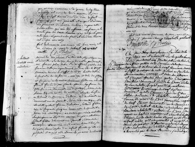 Acte de naissance de OLIVIER Marie Victoire (18 janvier 1795),acte de naissance de SAILLANT Elisabeth Renée Madeleine (20 janvier 1795),acte de naissance BOURGOIN François Mathurin (20 janvier 1795).