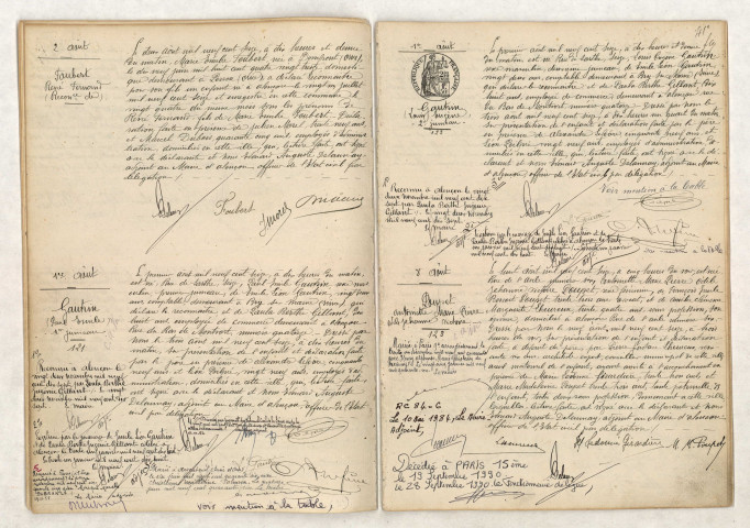 Acte de Reconnaissance de FOUBERT René Fernand (02 août 1916), Acte de naissance de GAUTRIN Paul Emile (01 août 1916), Acte de naissance de GAUTRIN Louis Eugène (01 août 1916), Acte de naissance de POUPET Antoinette Marie Pierre Odile Jéhanne Victoire (08 août 1916).