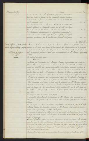 Budget de 1915, vote de crédits supplémentaires. Droits de place aux foires et marchés et droits de pesage, mesurage et jaugeage, mise en régie, M. VANNIER adjudicataire mobilisé, rapport