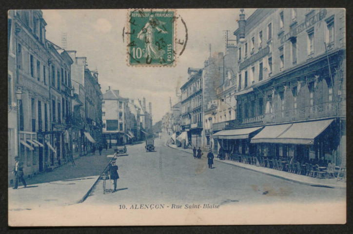 Alençon (Orne), Rue Saint-Blaise, carte postalenoir et blanc n°10, G. Artaud éditeur , Nantes, (Date d'utilisation : 04 janvier 1923), (14x9), AMA.
