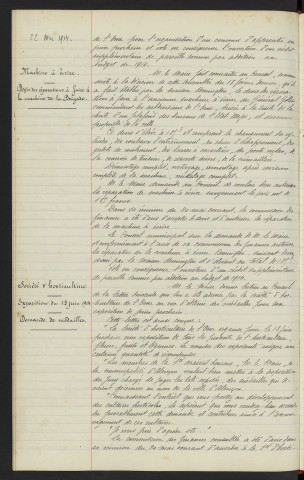Concours d'apprentis organisé par la chambre syndicale des entrepreneurs spéciaux des travaux du bâtiment, demande de subvention et médailles. Machine à écrire du Général GILLET, devis des réparations à faire à la machine de la brigade. Société d'horticulture, exposition du 13 juin 1914, demande de médailles