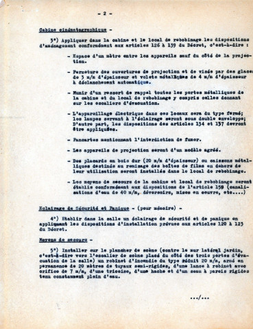 Cinéma l'Étoile, sécurité : autorisation d'exploitation, rapports, arrêtés ; alerte à la bombe (1973) : correspondance.