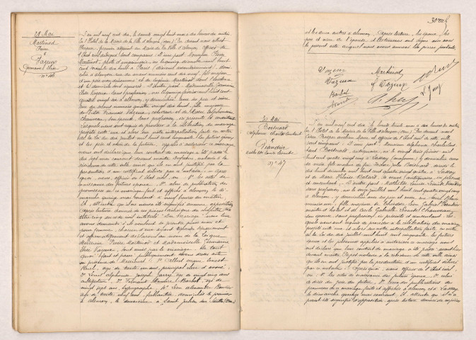 Acte de mariage de MARTINOD Pierre et VAZEUX Germaine Elise (28 mai 1910), Acte de mariage de BOISNARD Alphonse Charles Constant et VIANDIER Mathilde Louise Léonide (30 mai 1910).