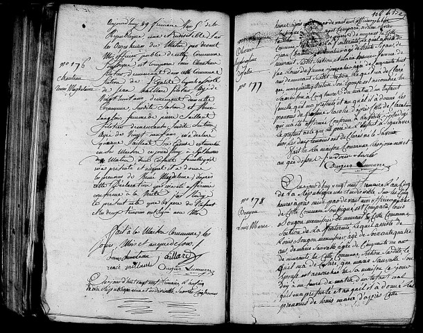 Acte de naissance de CHANTEAU Renée Madeleine (19 décembre 1796),acte de naissance de OLIVIER Euphrosine Rosalie (19 décembre 1796),acte de naissance de BOUGON Louis Marie (19 décembre 1796).
