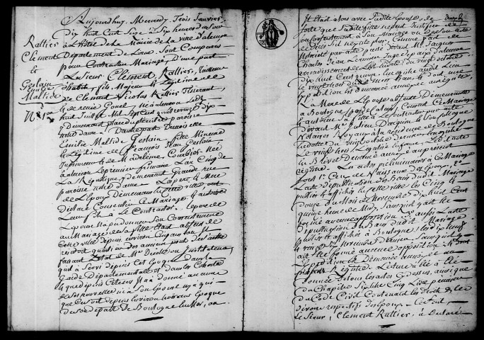 Registre des actes de mariage et divorce (1816).