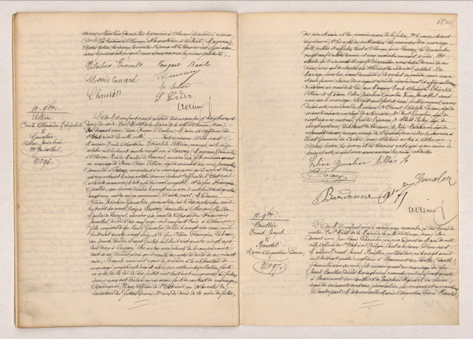 Acte de mariage de FOUQUET Basile François et ERNOULT Vitaline Armandine (10 novembre 1905), acte de mariage de SILLIERE Émile Alexandre Théophile et GOUALIER Céline Joséphine (10 novembre 1905), acte de mariage de BOUTTIER Ernest Joseph et ROUSTEL Marie Augustine Léonce (11 novembre 1905)